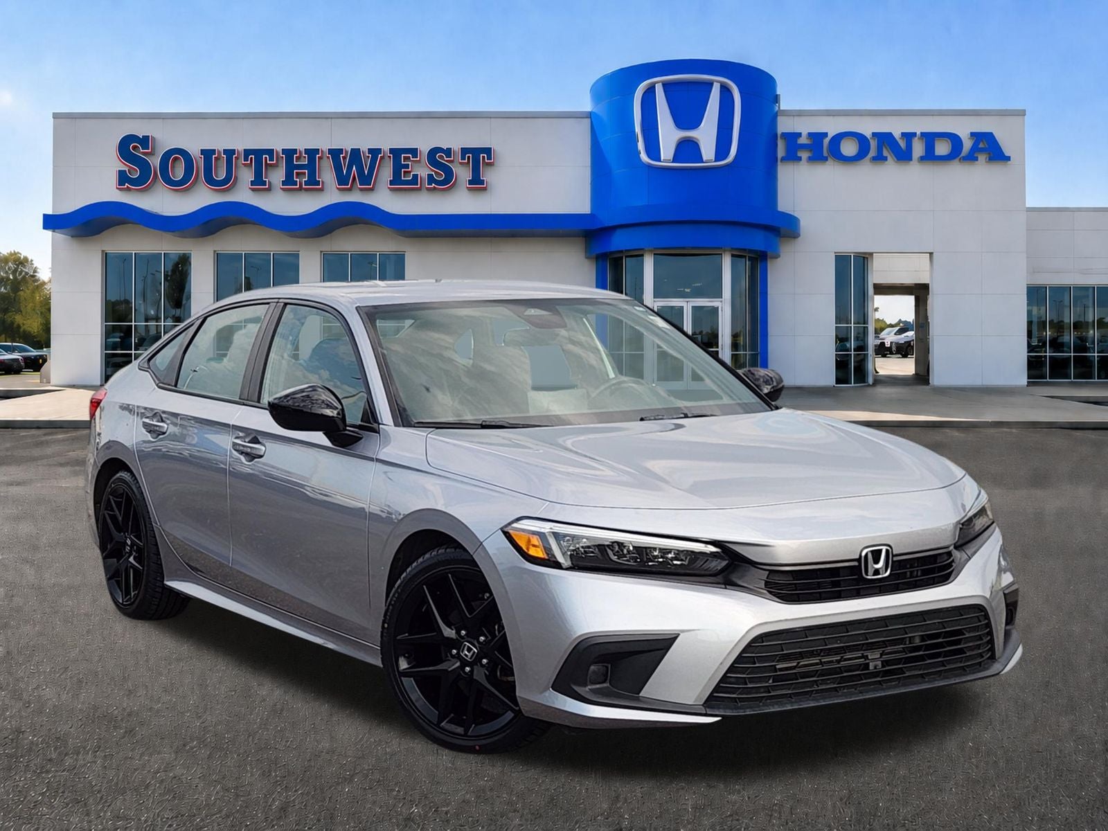 2022 Honda Civic Sport in Silver — front three-quarter view